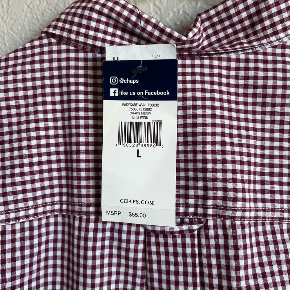 Mens Chaps Button Down Collared shirt size large plaid shirt NWT - Picture 5 of 6